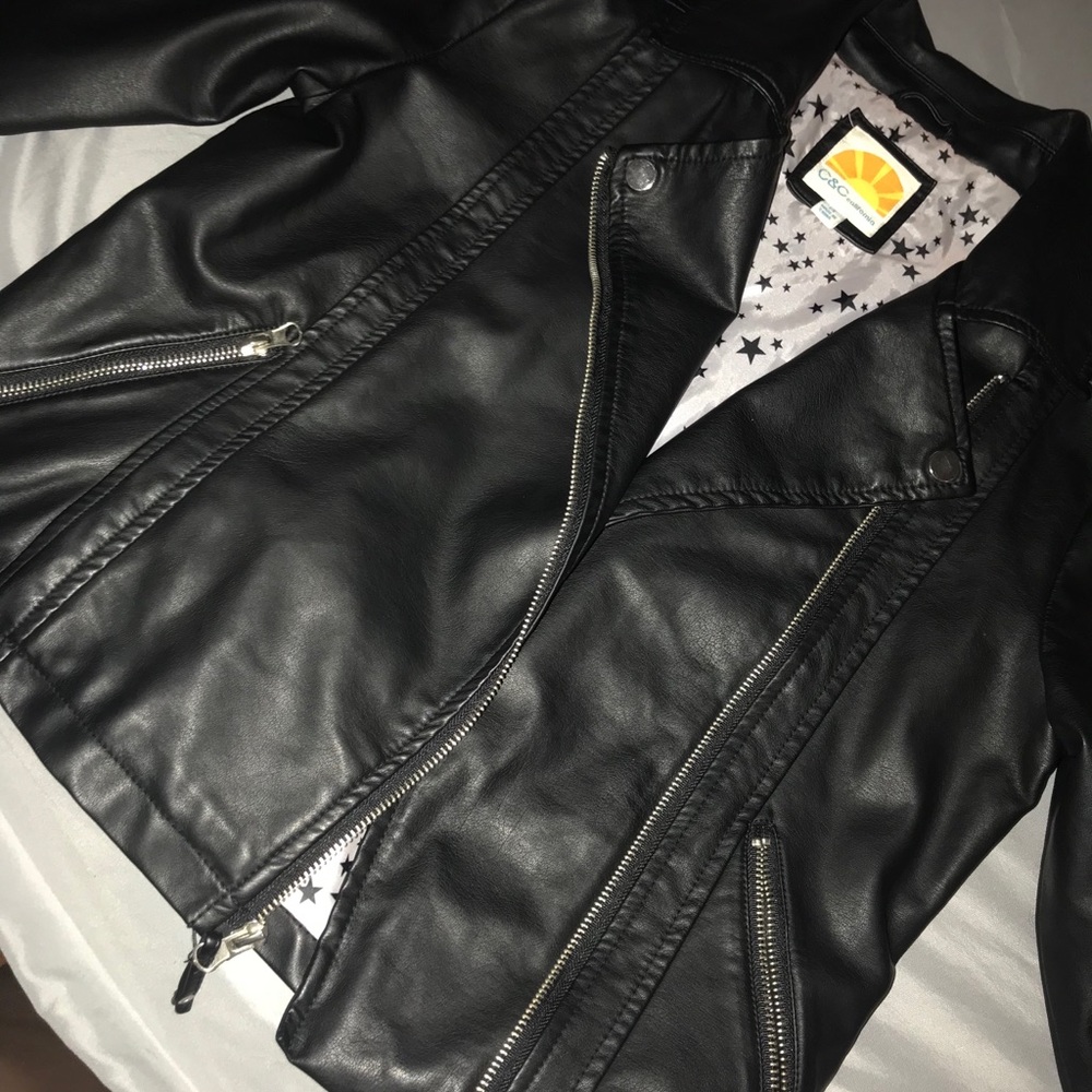 Kid black leather jacket